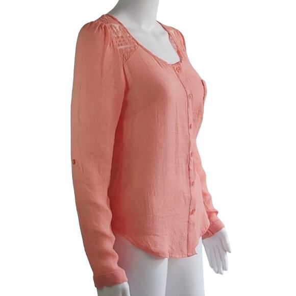 Active USA Feminine Partial Lace Shirt Size Small - Picture 2 of 11